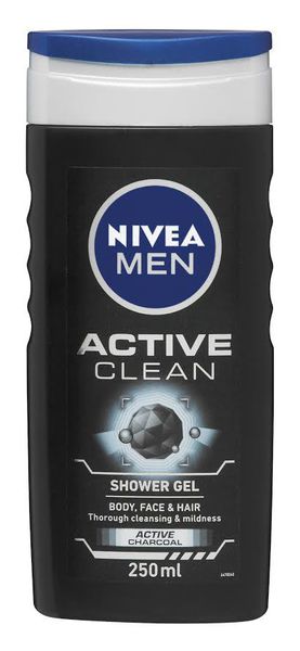 MEN NIVEA SHOWER ACTIVE CLEAN GEL 250ML